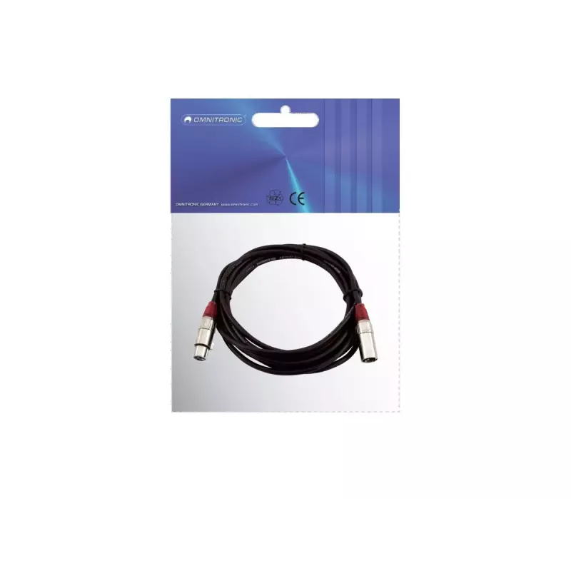 Audio kabelis XLR 3-pin Omnitronic 3022050R 5m juodas