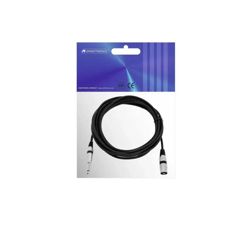 Audio kabelis XLR 3-pin 6,35 mm Omnitronic 3022519C 5 m juodas
