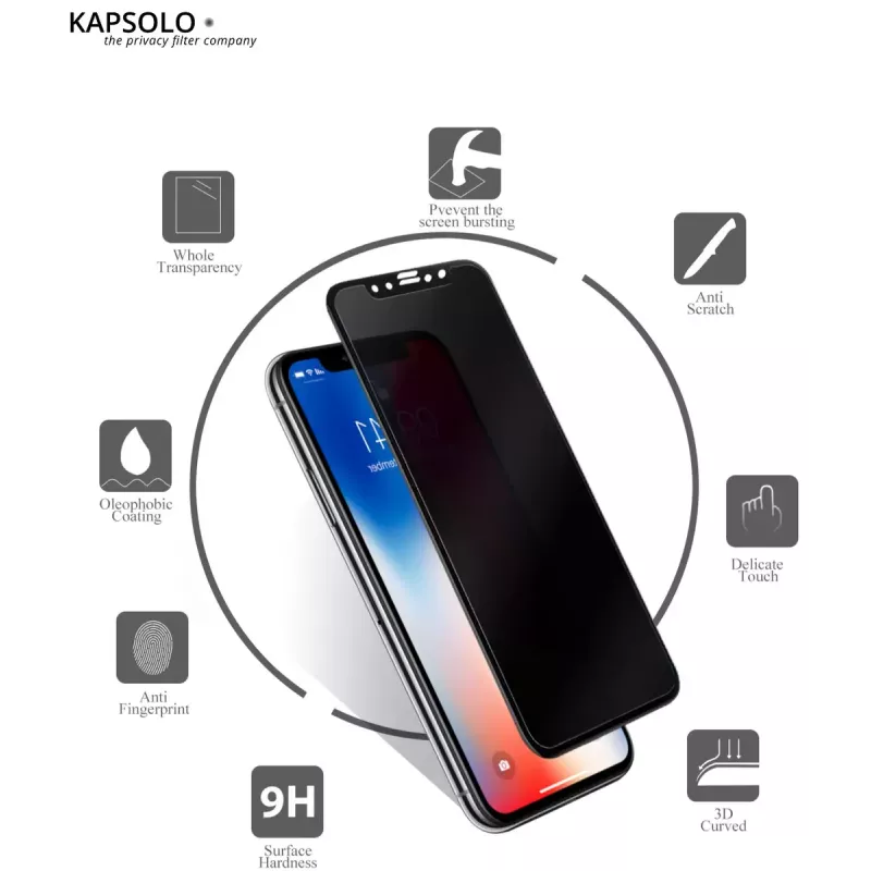 Apsauginis privatumo grūdintas stiklas KAPSOLO iPhone 11 XR