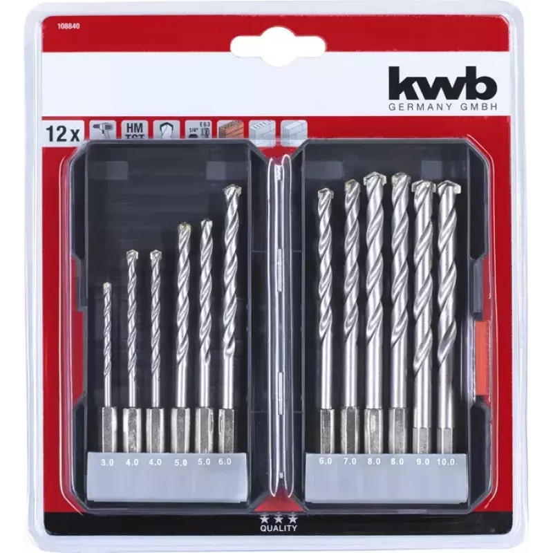Gręžtuvų rinkinys mūrui KWB 108840, 12 vnt.