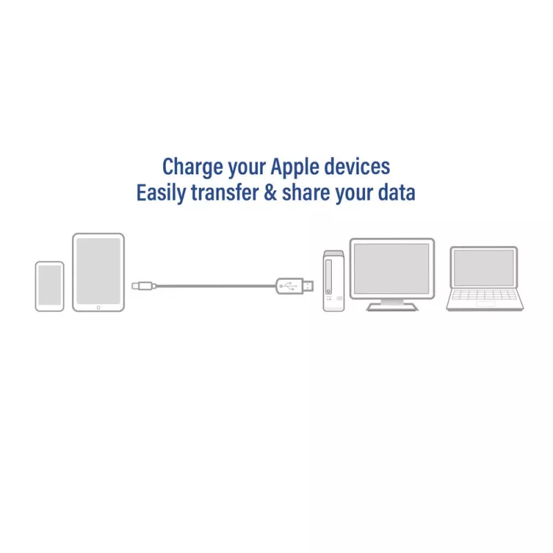 ACT USB 2.0 įkrovimo ir duomenų laidas USB-A – Lightning 1 m, MFi sertifikuotas