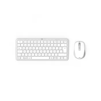 Hama WKM-500 belaidė klaviatūra su pele, USB + RF + Bluetooth, QWERTZ, pilka/balta