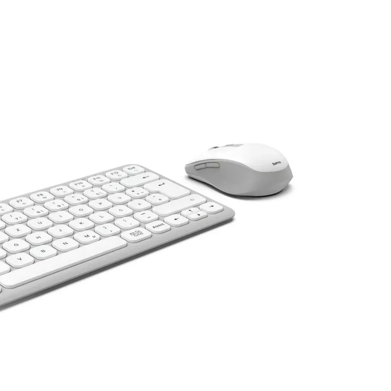 Hama WKM-500 belaidė klaviatūra su pele, USB + RF + Bluetooth, QWERTZ, pilka/balta