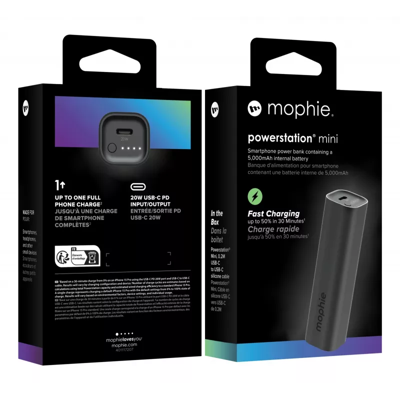 mophie Powerstation Mini 5000 mAh Juoda