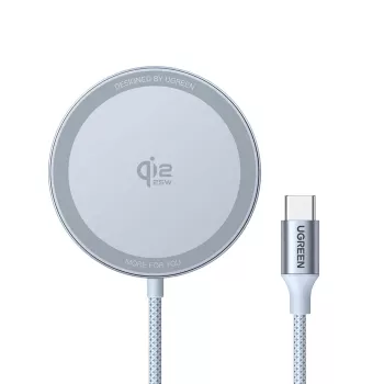 Belaidis automobilinis kroviklis UGREEN MagFlow (USB maitinimas, 12 V įvestis, pilka) išmaniesiems telefonams