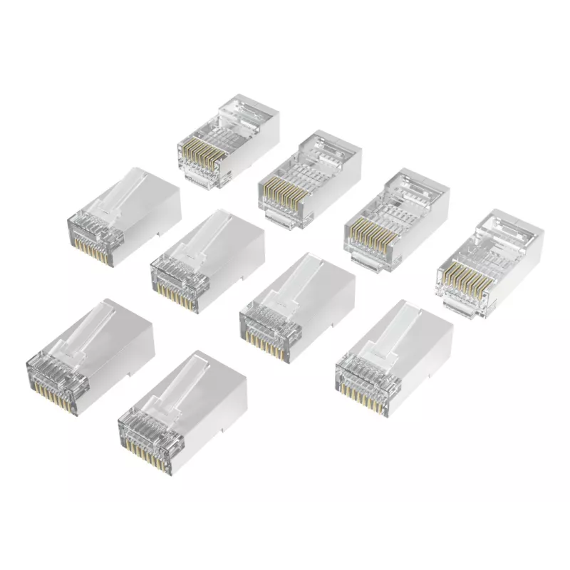 Hama 00300028 RJ45 tinklo jungtys Cat6a STP, sidabrinės/permatomos, 10 vienetų paketas