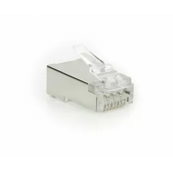 ACT CAT6A praeinamas ekranuotas RJ45 modulinis jungtis, auksiniai kontaktai, sidabrinis permatomas