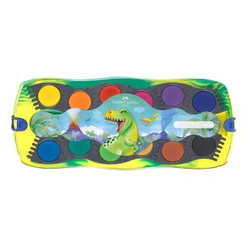 Dažų rinkinys Faber-Castell 125036 Dinozaurų dizainas, 12+1 spalva, maišomi