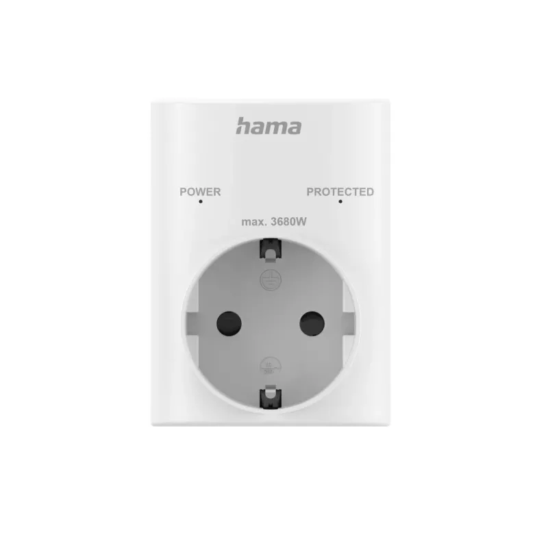 Hama 00223324 kištukinis adapteris su apsauga nuo viršįtampių, tipas F, baltas