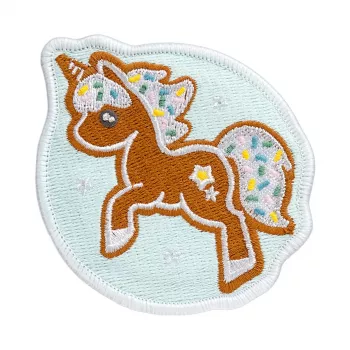 LAUT MAGMOJI BADGE – Unicorn Cookie Christmas Edition, PVC ir silikonas, ruda/šviesiai mėlyna, 1 vnt.