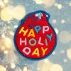 LAUT MAGMOJI BADGE – Happy Holiday Edition, tekstilinis ženklelis, raudonas, 1 vnt.