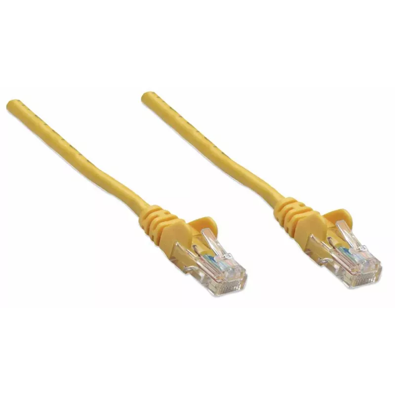Intellinet tinklo jungiamasis kabelis Cat5e, 0,5 m, geltonas, CCA, U/UTP, PVC, RJ45, paauksuoti kontaktai, be užkablių, su apsauginiu gaubteliu, viso gyvenimo garantija