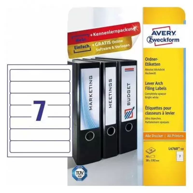 Lipni etiketė Avery L4760-10 užapvalintas stačiakampis