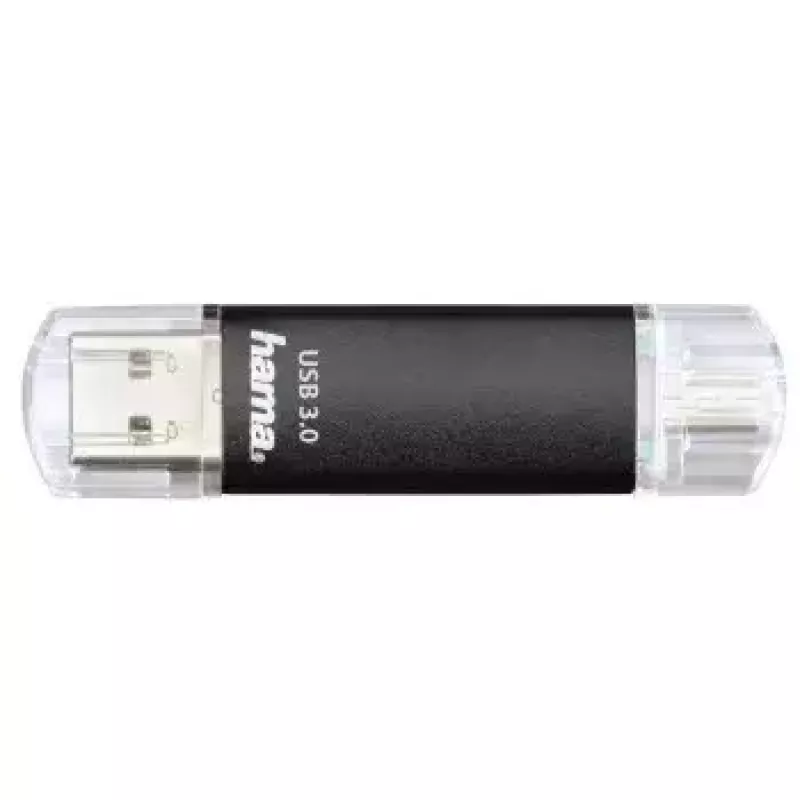 Hama Laeta Twin USB atmintukas, USB 3.0, 128 GB, 40 MB/s, juodas