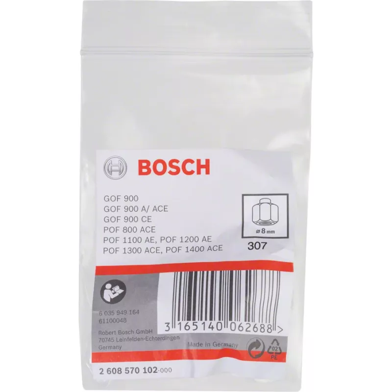 Užveržimo įvorė 8 mm Bosch GOF 130, GOF 900, GOF 900 A, GOF 900 ACE, GOF 900 CE, GOF 1250 LCE Professional, POF 800 ACE