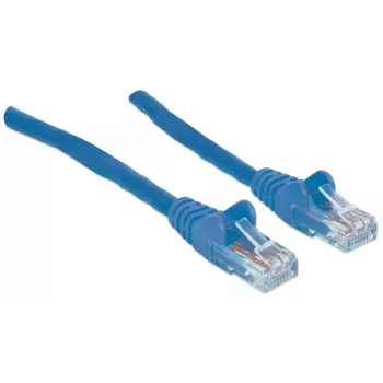 Intellinet tinklo pataisos laidas, Cat6, 20 m, mėlynas, CCA, U/UTP, PVC, RJ45, auksuoti kontaktai, su užraktu, su gaubtu, viso gyvenimo garantija