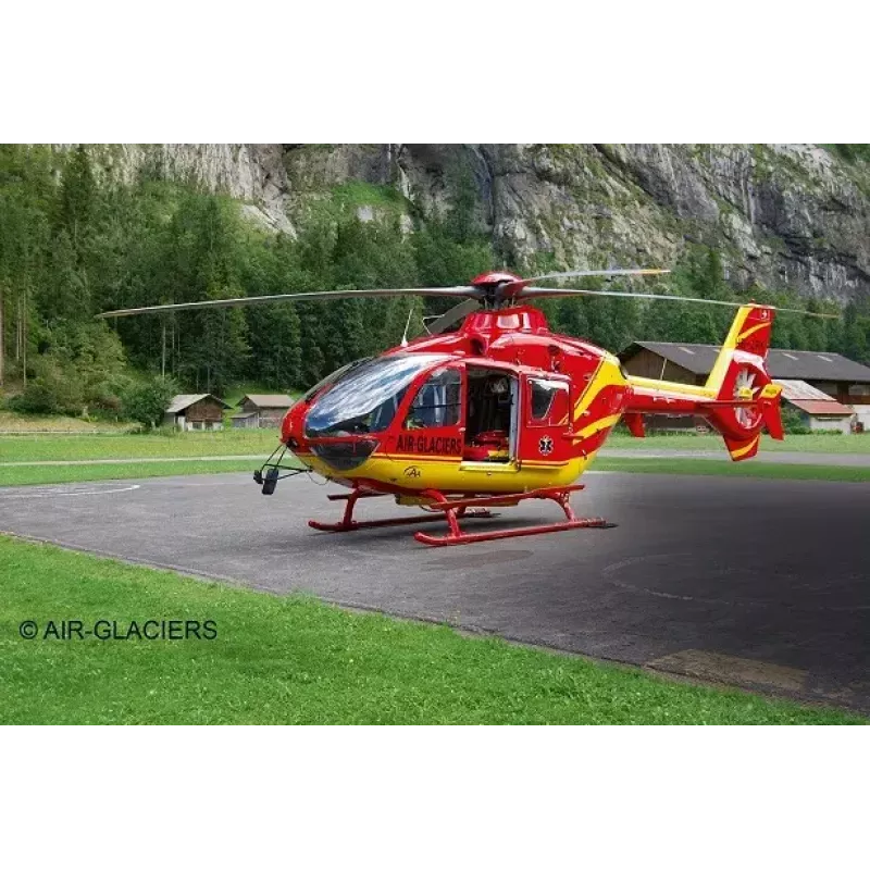 REVELL EC135 Air-Glaciers modelio surinkimo rinkinys, mastelis 1:72, ilgis 143 mm, rotoriaus Ø 140 mm