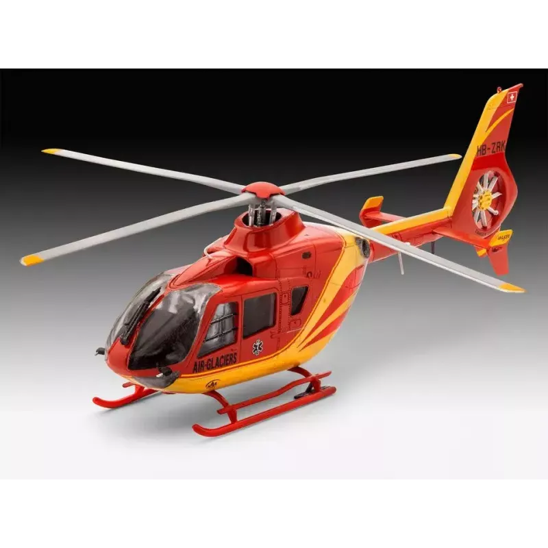 REVELL EC135 Air-Glaciers modelio surinkimo rinkinys, mastelis 1:72, ilgis 143 mm, rotoriaus Ø 140 mm
