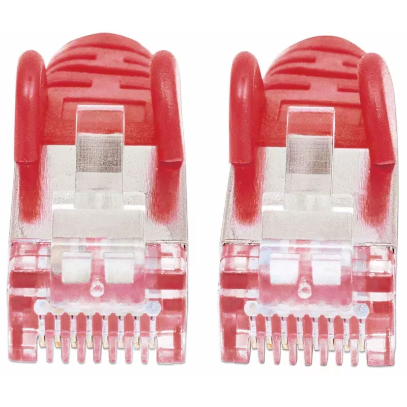 Intellinet tinklo jungiamasis kabelis, Cat7 kabelis/Cat6A kištukai, 20 m, raudonas, varinis, S/FTP, LSOH / LSZH, PVC, RJ45, auksuoti kontaktai, su apsauga nuo užkliuvimo, su gaubtuku, garantija visam gyvenimui