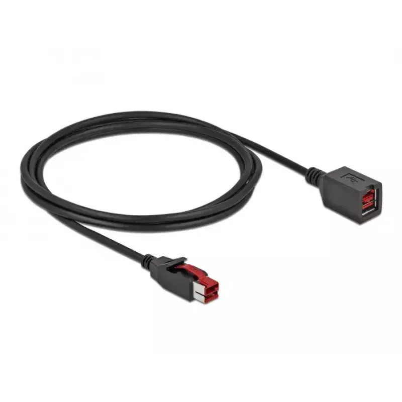 Prailginimo kabelis PoweredUSB DeLOCK 85986 24 V 2 m Juodas