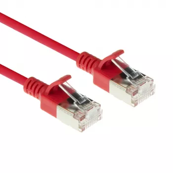 ACT Red 0,5 m LSZH U/FTP CAT6A plonas duomenų centro pataisos laidas su apsauga nuo užkabinimo ir RJ45 jungtimis