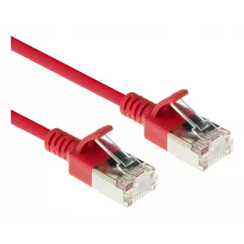 ACT Raudonas 2 m LSZH U/FTP CAT6A plonas duomenų centro pataisinis laidas su apsauga nuo užsikabinimo ir RJ45 jungtimis