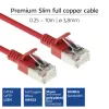 ACT raudonas 3 metrų LSZH U/FTP CAT6A plonas duomenų centro laidų kabelis su apsaugotais RJ45 kištukais