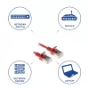 ACT Red 5 m LSZH U/FTP CAT6A plonas duomenų centro jungiamasis laidas su apsauga nuo užsikabinimo, RJ45 kištukais