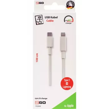 Laidas 2GO 795848 USB C – Lightning 1 m baltas
