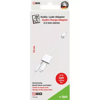 Lightning kabelis 2GO 797239 0,1 m baltas Lightning–Lightning + 3,5 mm