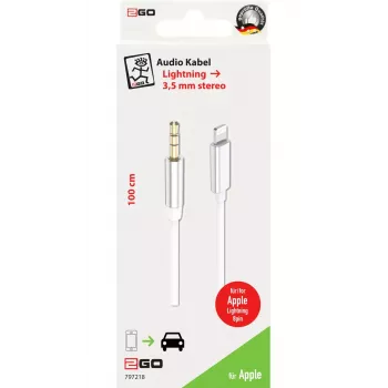 Garso laidas 2GO 797218 1m 3,5mm Lightning baltas