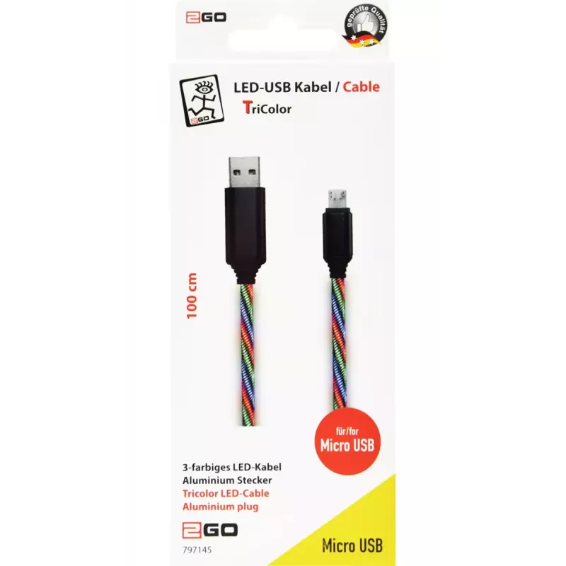USB laidas 2GO 797145 1 m USB B Micro-USB B įvairiaspalvis