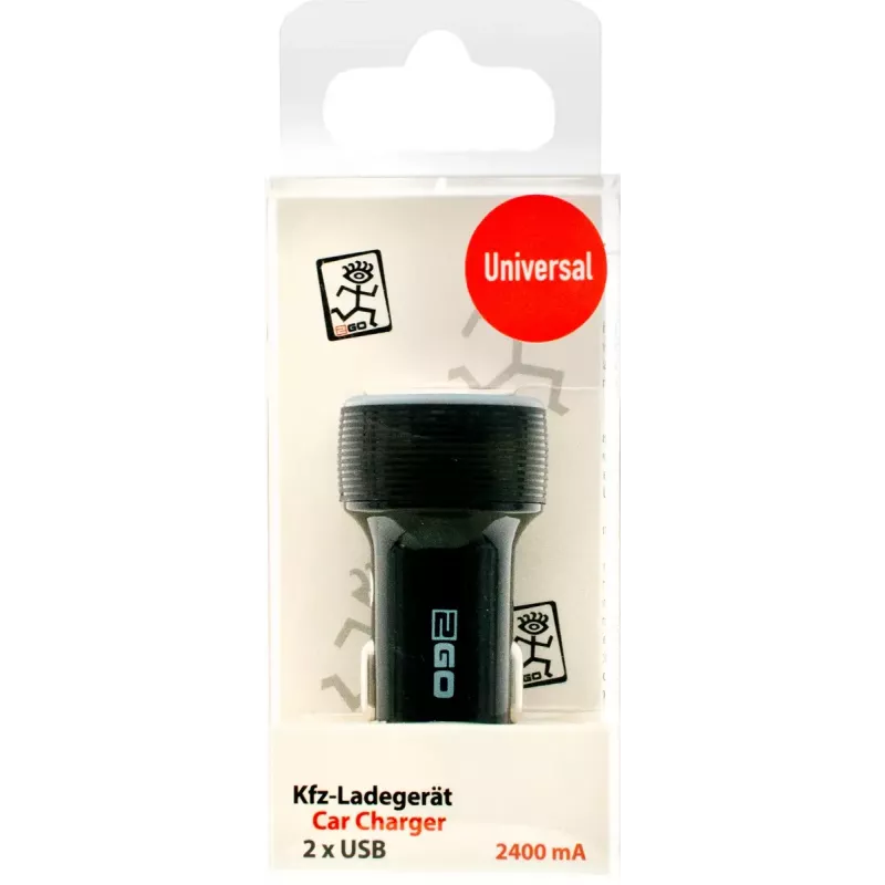 Automobilinis kroviklis 2GO 795784 Universalus Juodas Cigariniui Auto 12/24V 2 USB prievadai