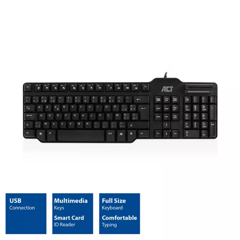 ACT AC5475 Laidinė klaviatūra su kortelių skaitytuvu (AZERTY/BE išdėstymas)