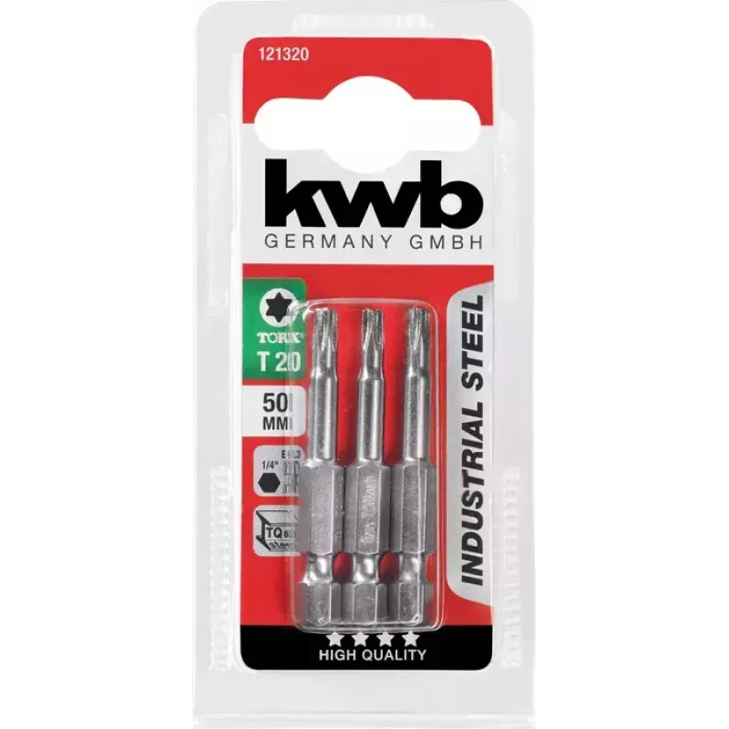 Kwb INDUSTRIAL STEEL BITS 50 mm Torx T15 3 vnt.