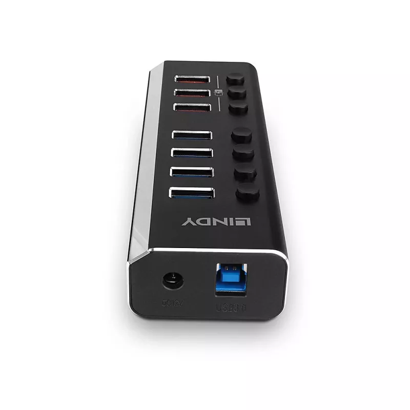 Lindy 4 prievadų USB 3.0 šakotuvas su 3 Quick Charge 3.0 prievadais