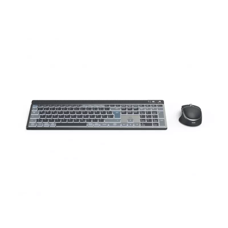 Hama WKM-750 belaidė klaviatūra su pele, Bluetooth, QWERTZ, namams/biurui, antracitinė, juoda, mėlyna
