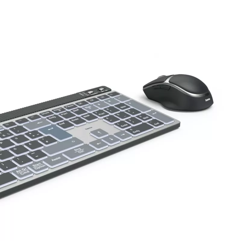 Hama WKM-750 belaidė klaviatūra su pele, Bluetooth, QWERTZ, namams/biurui, antracitinė, juoda, mėlyna