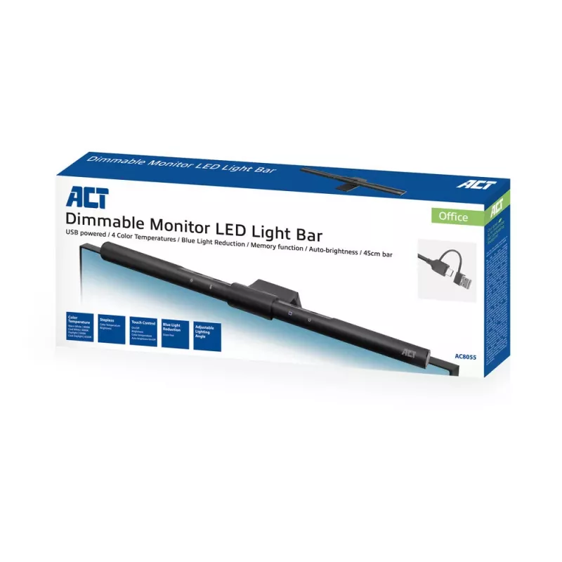 Monitorinė LED lempa ACT AC8055 — Reguliuojama, USB maitinama
