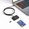 Manhattan USB-C kontaktinė kortelių skaitytuvė su microSD lizdu, USB-C jungtimi, 1 m kabeliu, juoda, 3 metų garantija
