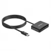 Manhattan USB-C kontaktinė kortelių skaitytuvė su microSD lizdu, USB-C jungtimi, 1 m kabeliu, juoda, 3 metų garantija