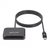 Manhattan USB-C kontaktinė kortelių skaitytuvė su microSD lizdu, USB-C jungtimi, 1 m kabeliu, juoda, 3 metų garantija