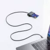 Manhattan USB-C kontaktinė kortelių skaitytuvė su microSD lizdu, USB-C jungtimi, 1 m kabeliu, juoda, 3 metų garantija