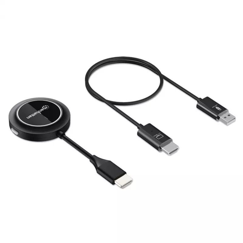 Manhattan 1080p belaidis HDMI rinkinys ekrano atkartojimui, 2 dalių komplektas su HDMI imtuvu ir HDMI siųstuvu