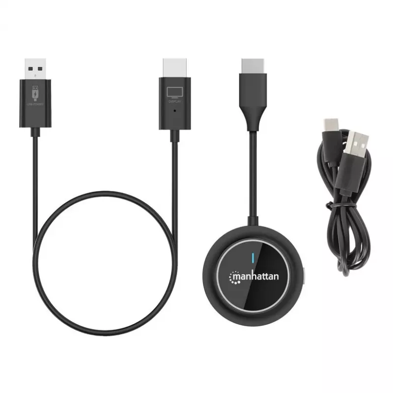 Manhattan 1080p belaidis HDMI rinkinys ekrano atkartojimui, 2 dalių komplektas su HDMI imtuvu ir HDMI siųstuvu