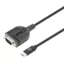 Manhattan USB-C į Serial keitiklio kabelis, 1 m, Vyriškas į Vyrišką, Serial/RS232/COM/DB9, Prolific PL2303GT lustas, Juodas kabelis, Trejų metų garantija