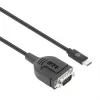 Manhattan USB-C į Serial keitiklio kabelis, 1 m, Vyriškas į Vyrišką, Serial/RS232/COM/DB9, Prolific PL2303GT lustas, Juodas kabelis, Trejų metų garantija
