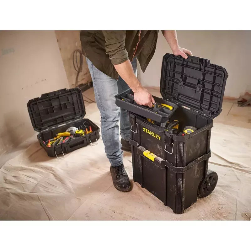 Dėklas ant ratukų Stanley STST83319-1 plastmasinis juodas geltonas