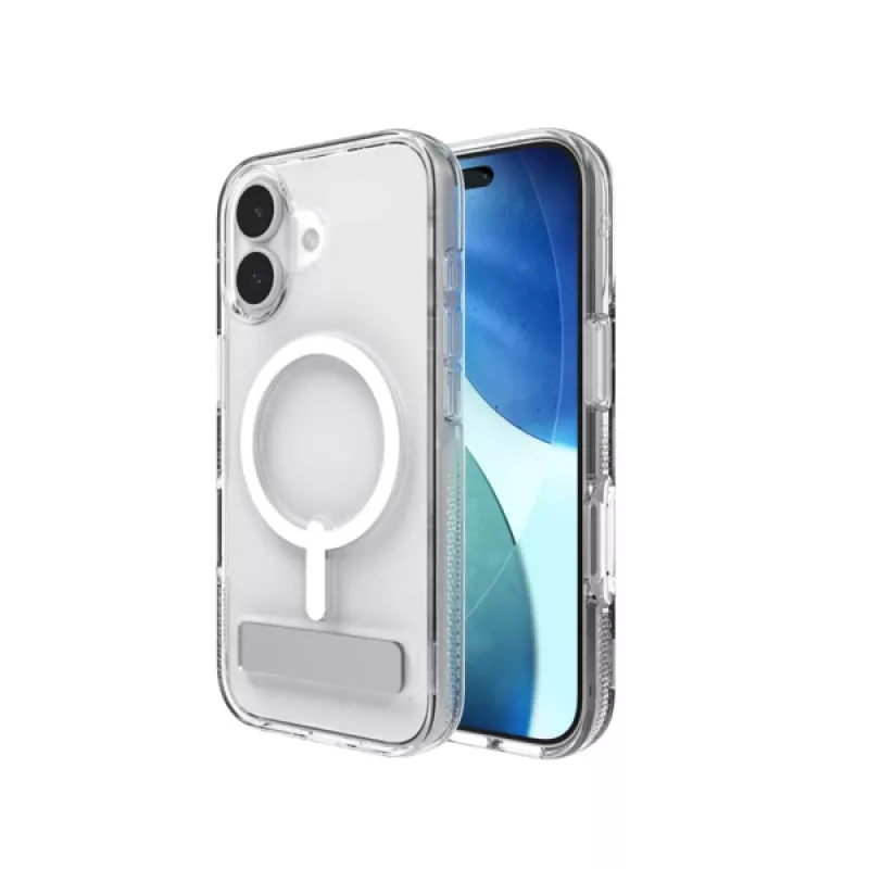 ZAGG Crystal Palace Snap Dėklas su Atramėle, Apple iPhone 17, Skaidrus