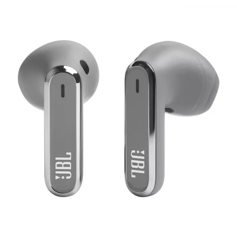 JBL LIVE FLEX belaidės ausinės į ausis, skambučiai/muzika, Bluetooth, sidabrinės